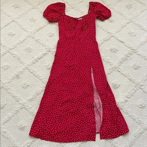 Reformation Teyana Red Polka Dot Dress - Picture 3 of 7